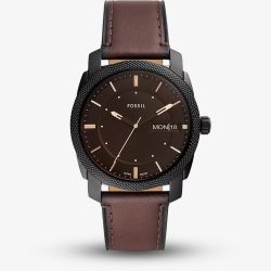 Fossil Mens Machine Brown Leather Strap Watch FS5901