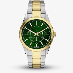 Fossil Mens Pearson Green Dial Two Tone Bracelet Watch FS6197