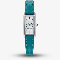 Citizen Ladies Fio Eco-Drive Rectangular Dial Blue Leather Strap Watch EG7120-00A