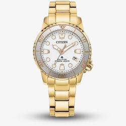 Citizen Ladies Promaster Diver White Dial Golden Bracelet Watch EO2029-54A