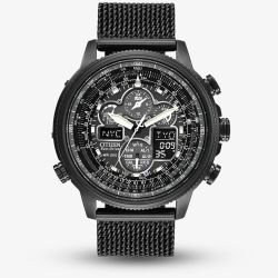 Citizen Mens Navihawk Black Chronograph Dial Dual Display Watch JY8037-50E