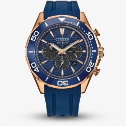 Citizen Mens Sport Chronograph Eco-Drive Blue Rubber Strap Watch CA4733-00L