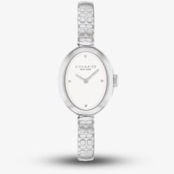 Coach Ladies Sammy Oval Dial Silver Bangle Watch 14504483