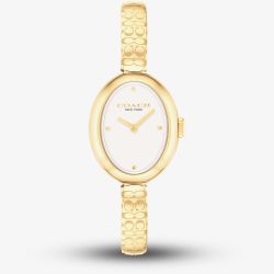 Coach Ladies Sammy Oval Dial Gold Tone Bangle Watch 14504528