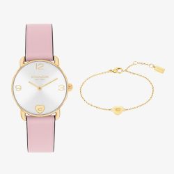 Coach Elliot Pink Watch Heart Bracelet Gift Set 14000137