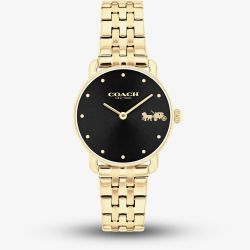 Coach Ladies Elliot Black Dial Gold Tone Watch 14504302