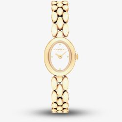 Coach Ladies Sammy Golden Oval White Dial Bracelet Watch 14504735