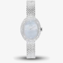 Coach Ladies Sammy Blue Dial Crystal Set Oval Mesh Bracelet Watch 14504689