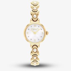 Coach Ladies Iris Mother of Pearl Dial Golden Pearl Bracelet Watch 14504699