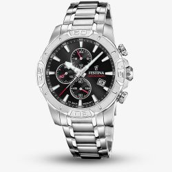 Festina Mens Timeless Chronograph Black Dial Watch F20704/3