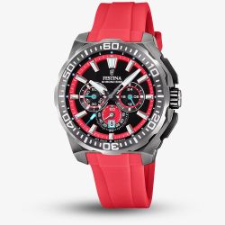 Festina Mens Chrono Bike Red Rubber Strap Chronograph Watch F20725/5