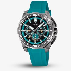 Festina Mens Chrono Bike Teal Rubber Strap Chronograph Watch F20725/6