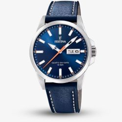 Festina Mens Classics Blue Leather Strap Watch F20358/3