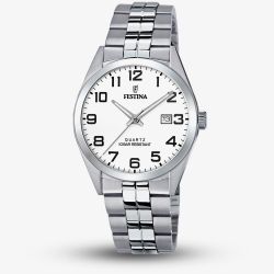 Festina Mens Classics White Dial Stainless Steel Bracelet Watch F20437/1