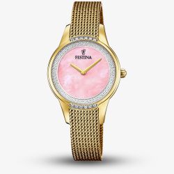 Festina Ladies Mademoiselle Gold Tone Pink Watch  F20495/2