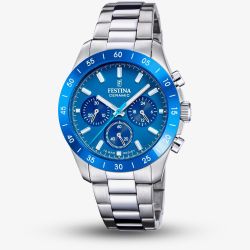 Festina Ladies Blue Ceramic Chronograph Watch F20693/4