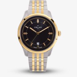Orlam Mens Pulse Black Dial Two Colour Bracelet Watch ORDYBPU007