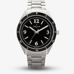 Orlam Mens Twilight Black Dial Silver Bracelet Watch ORSSBCR003