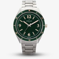 Orlam Mens Twilight Green Dial Silver Bracelet Watch ORSSBCR004