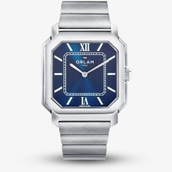 Orlam Mens Heritage Blue Square Dial Silver Bracelet Watch ORSSBHE006