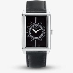 Orlam Mens Era Black Rectangle Dial Leather Strap Watch ORSSLEP002