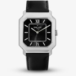 Orlam Mens Heritage Black Octagon Dial Leather Strap Watch ORSSLHE002