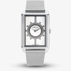 Orlam Mens Era White Rectangle Dial Mesh Bracelet Watch ORSSMEP004