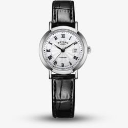 Rotary Ladies Heritage Black Leather Strap Watch LS05420/01