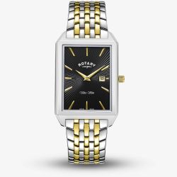 Rotary Ultra Slim Two Colour Rectangular Watch GB08021/04