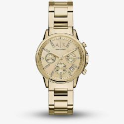 Armani Exchange Lady Banks Gold Plated Chronograph Watch AX4327