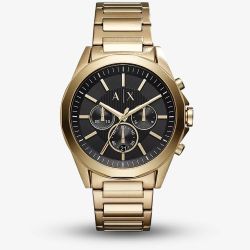 Armani Exchange Drexler Gold Plated & Black Chronograph Watch AX2611