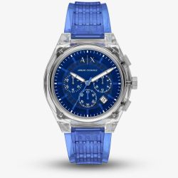 Armani Exchange Mens Rafael Blue Chronograph Plastic Strap Watch AX4166