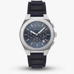 Armani Exchange Mens Rafael Navy Chronograph Rubber Strap Watch AX4185