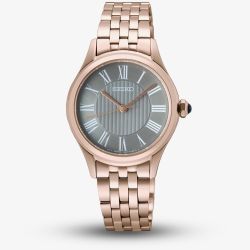 Seiko Ladies Caprice Grey Dial Rose Gold Watch SUR614P1