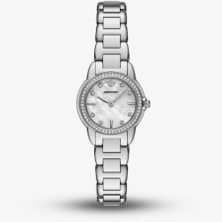 Emporio Armani Ladies Mia Silver Mother Of Pearl Dial Watch AR11669