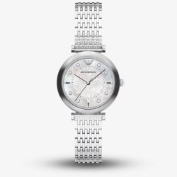 Emporio Armani Ladies Archelia Silver Mother Of Pearl Dial Bracelet Watch AR11807