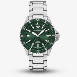Emporio Armani Mens World Explorer Solar Powered Green Dial Watch AR11698