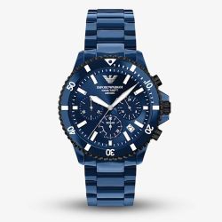 Emporio Armani Mens World Explorer Blue Chronograph Dial Bracelet Watch AR70024