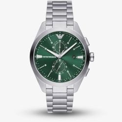 Emporio Armani Mens Claudio Green Dial Chronograph Watch AR11480