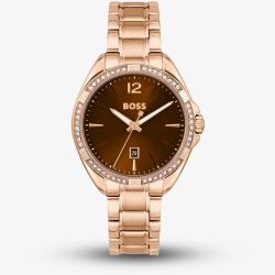 BOSS Ladies Felina Rose Gold Plated Crystal Watch 1502621