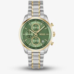 BOSS Grand Tour Two Tone Chronograph Green Dial Watch 1502766