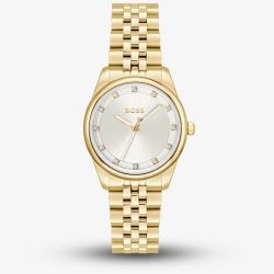 BOSS Ladies Graceful Gold Tone Crystal Silver Dial Watch 1502810
