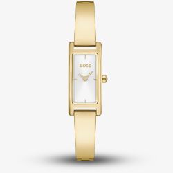 BOSS Ladies Lucy Allure Golden Rectangle Silver Dial Bracelet Watch 1502857