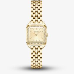 BOSS Ladies Mae Petite Square Golden Dial Bracelet Watch 1502883