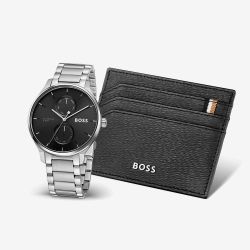 BOSS Mens Tyler Black Dial Watch & Wallet Gift Set 1570193