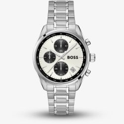 BOSS Mens Grand Prix Chronograph White Dial Bracelet Watch 1514362