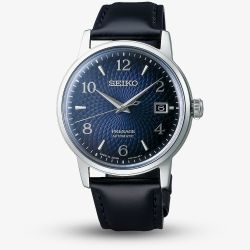Seiko Presage Cocktail Time Old Clock Blue Leather Strap Watch SRPE43J1