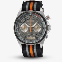Seiko Mens Grey & Orange Chronograph Nylon Strap Watch SSB403P1