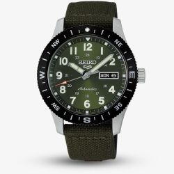 Seiko Mens 5 Sports Field Automatic Green Fabric Strap Watch HDB008K1