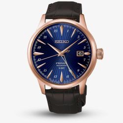 Seiko Mens Presage Cocktail Time 'Corcovado' Blue Dial Leather Strap Watch HCB005J1